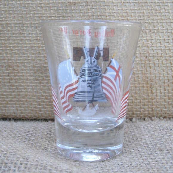 Vintage Valley Forge PA Liberty Bell & Flags Shot Glass - Picture 5 of 13